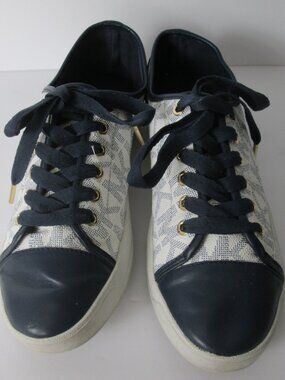 Michael Kors Women's Designer Sneakers Shoes Size 9M Lace-Up Navy Blue/White